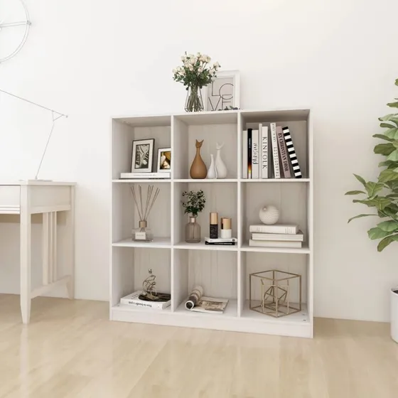 Bogskab/rumdeler i massivt fyrretræ 104x33,5x110 cm hvid