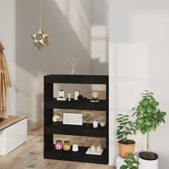 Bogreol/rumdeler 80x30x103 cm, konstrueret træ, sort