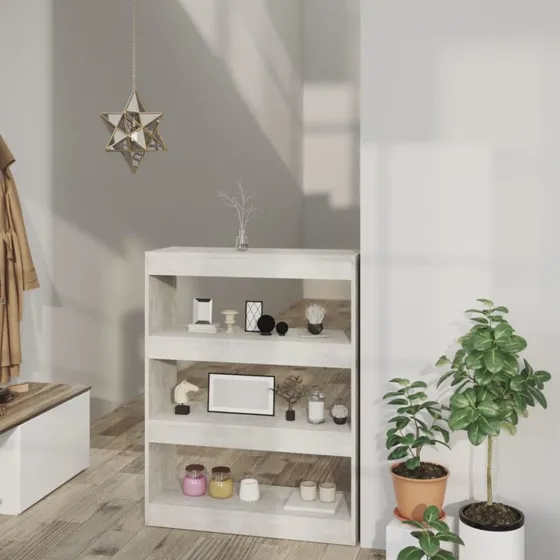 Bogreol/Rumdeler 80x30x103 cm – Konstrueret træ, betongrå