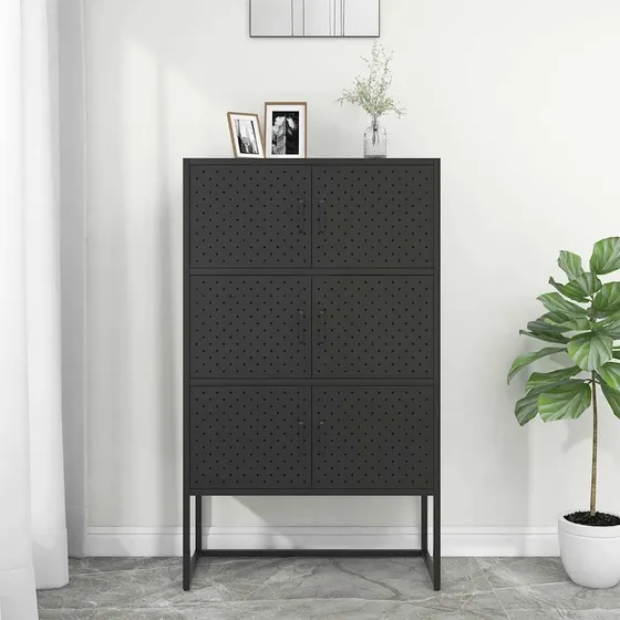 vidaXL Højskab i stål 80x35x135 cm - Sort