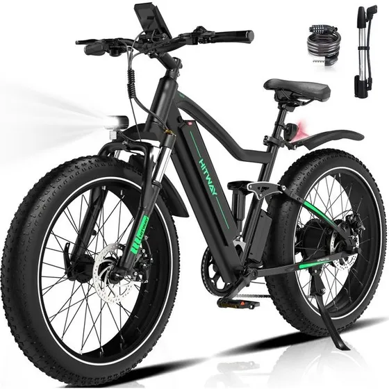 HITWAY Elektrisk Fat Bike 26" x 4,0 - 48V 15Ah - Sort