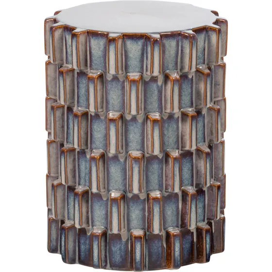 WOOOD Axu Sidebord - Blå/Grå Keramik - Ø35 x H45 cm