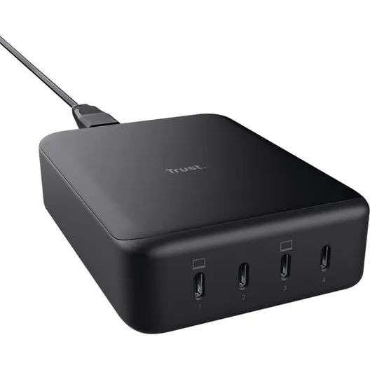 Trust Maxo Sort Vekselstrøm Hurtig Oplader med 4x USB-C