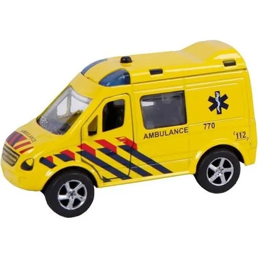 2-Play Diecast Pull Back Ambulance med lys og lyd