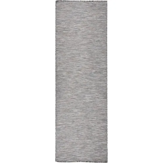 Fladvævet udendørstæppe 80x250 cm - brun/blå