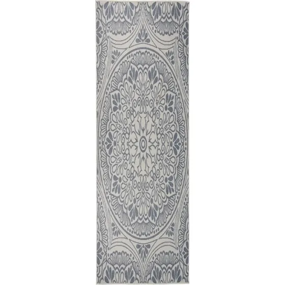 Fladvævet udendørstæppe 80x250 cm – blå, polypropylen