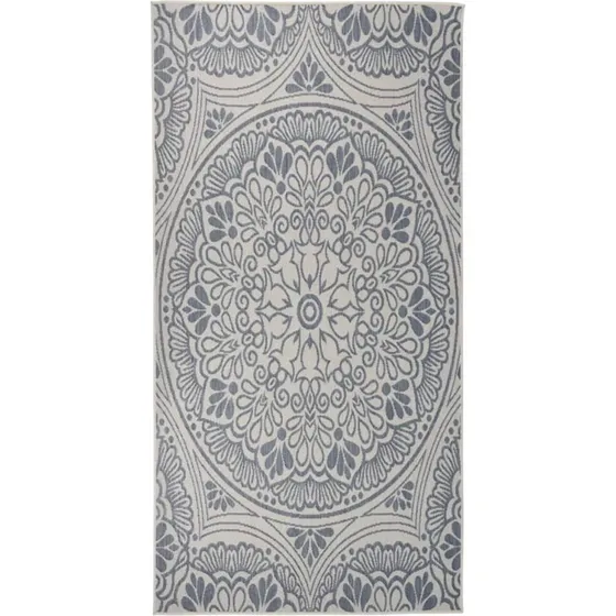 Fladvævet udendørstæppe 100x200 cm blå - robust PP