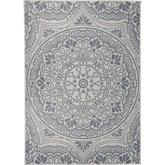 Fladvævet udendørstæppe 120x170 cm - blå mønster