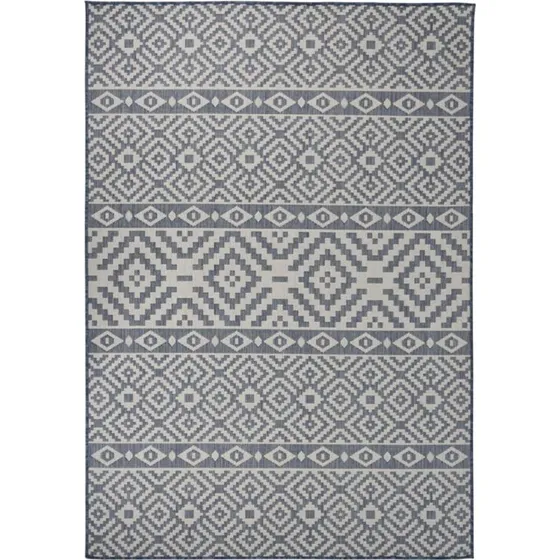 Fladvævet udendørstæppe 160x230 cm stribet blå