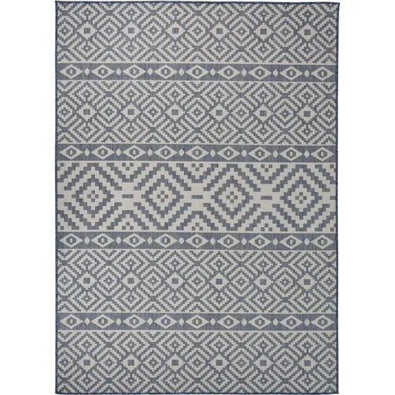 Fladvævet udendørstæppe 200x280 cm stribet blå