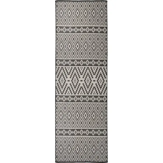 Fladvævet udendørstæppe 80x250 cm – sort stribet