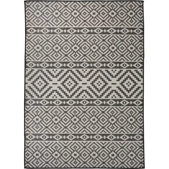 Fladvævet udendørstæppe 120x170 cm – sort stribet