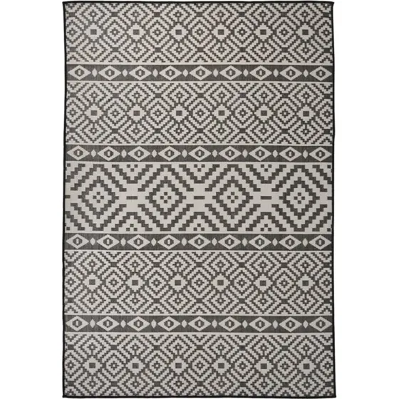 Fladvævet udendørstæppe 160x230 cm - sort stribet