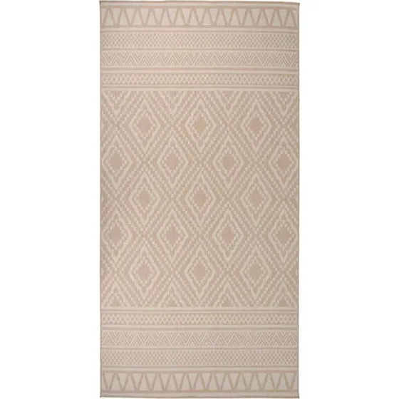 Fladvævet udendørstæppe 100x200 cm stribet brun