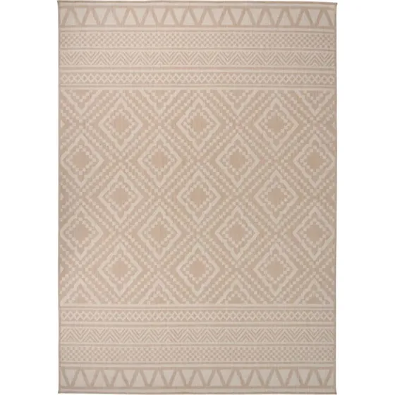 Fladvævet udendørstæppe 120x170 cm - stribet brun