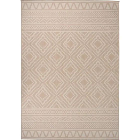 Fladvævet udendørstæppe 140x200 cm – stribet brun