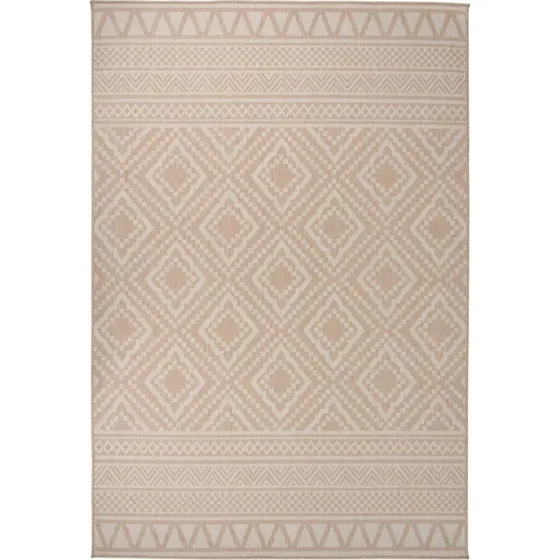 Fladvævet udendørstæppe 160x230 cm stribet brun