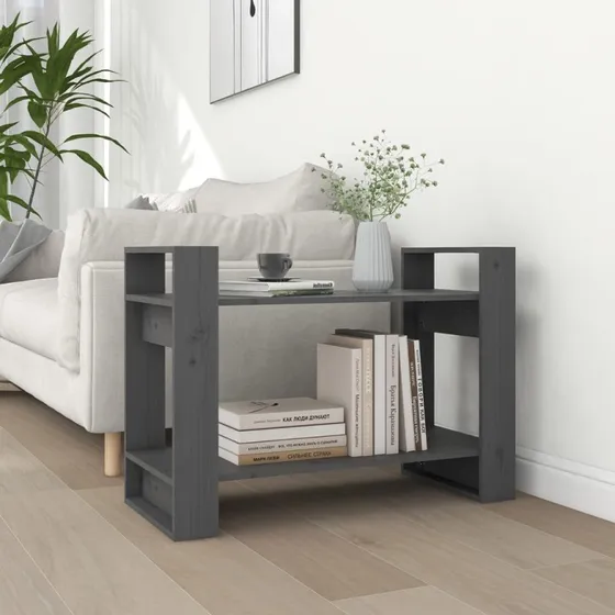 Bogreol/Rumdeler 80x35x56,5 cm - massivt fyrretræ, grå