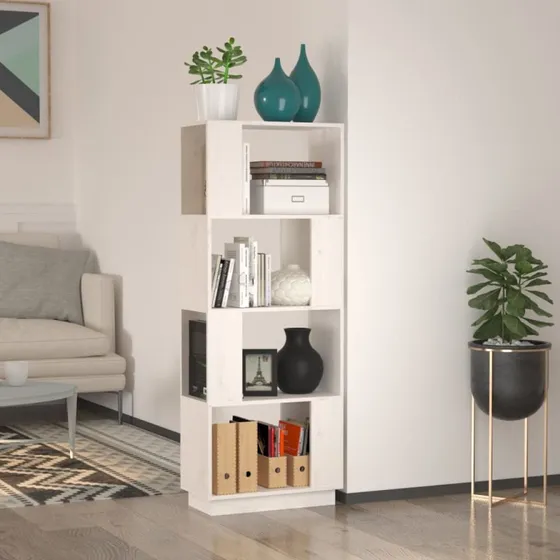 Bogreol/rumdeler 51x25x132 cm massiv fyrretræ – hvid
