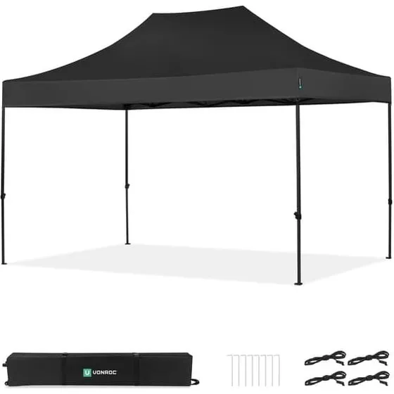 VONROC Premium Easy-Up Partytelt 3×4,5 m – Sort