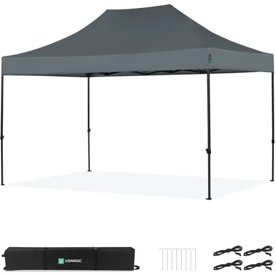 VONROC Premium Easy-Up Partytelt 3×4,5 m – Grå