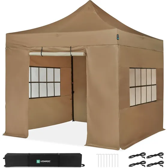 VONROC Easy-Up Partytelt 3x3 m inkl. sidevægge - Beige