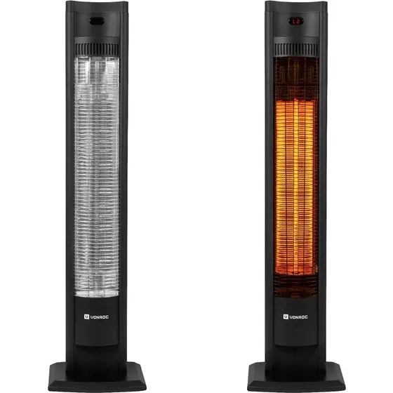 VONROC Filicudi Terrassevarmer - 2000W Kulstof - Sort