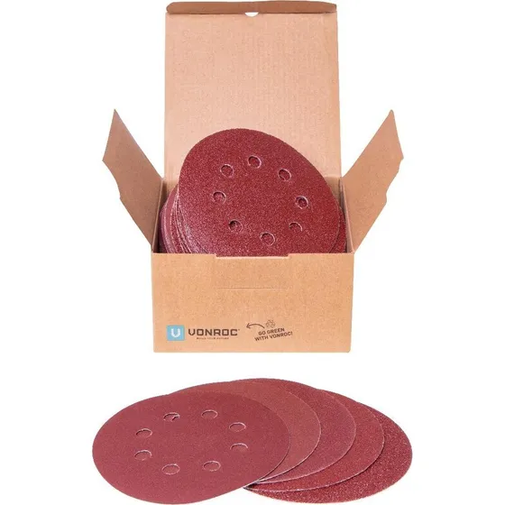 VONROC Slibepapir 125mm Rondel - 50 stk. Universel