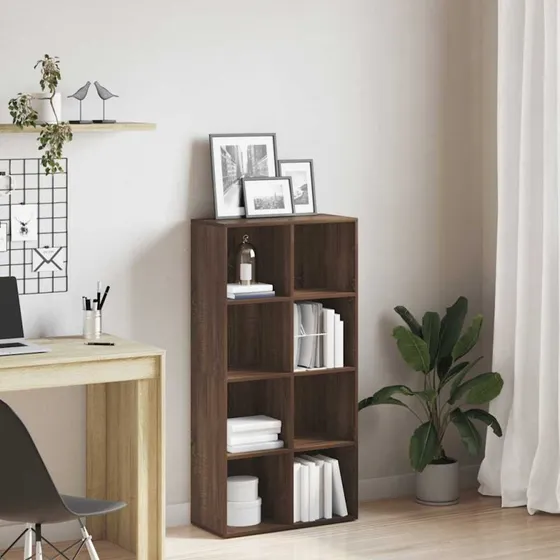 Bogreol/skænk 66x30x130 cm – brunt konstrueret egetræ