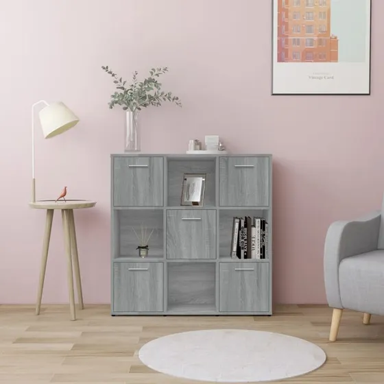 Bogreol 90x30x90 cm i konstrueret træ - Grå Sonoma-eg