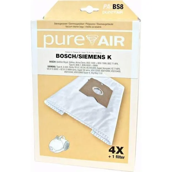 Pureair BS8 støvsugerposer til Bosch & Siemens Type K (4+1 stk)