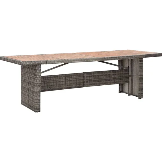 Havebord i polyrattan og akacietræ 240x90 cm - Grå