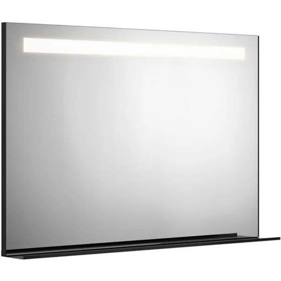 Gustavsberg spejl med LED og aftagelig hylde, mat sort 120 cm