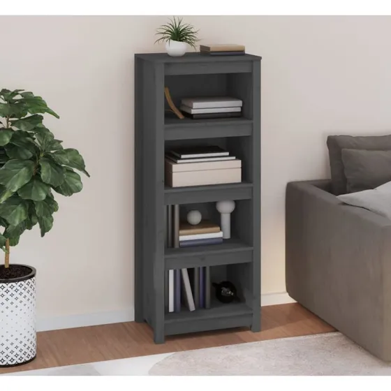 Bogreol i massivt fyrretræ 50x35x125,5 cm – grå
