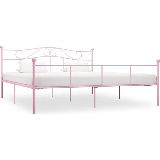 vidaXL sengestel i metal 180x200 cm - lyserød