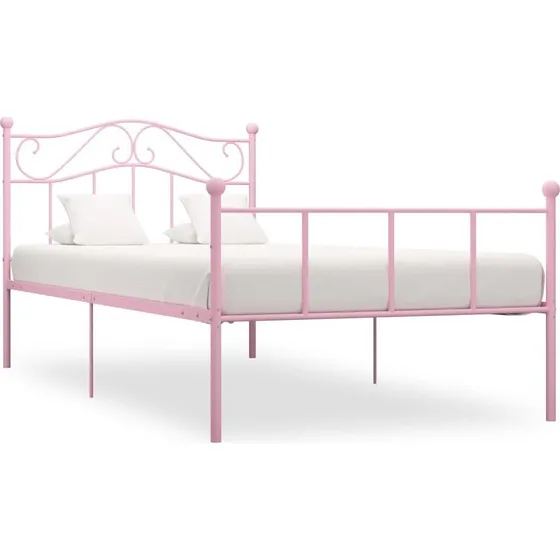 vidaXL Sengestel 100x200 cm i metal - Lyserød