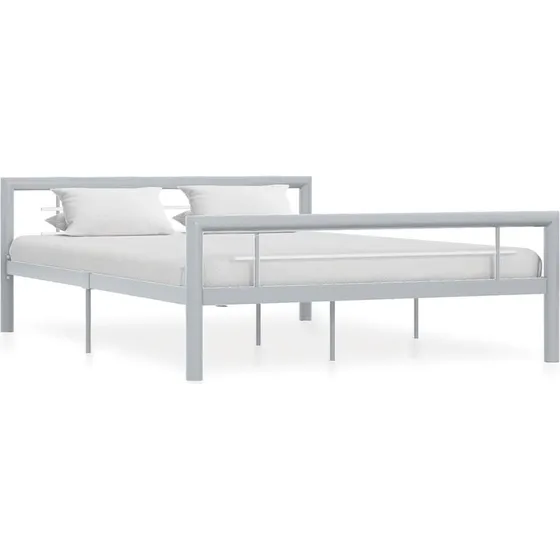 vidaXL sengestel 120x200 cm i metal - grå og hvid