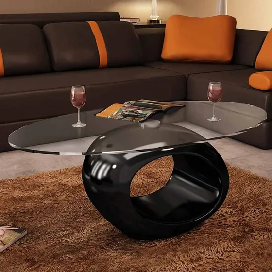 vidaXL sofabord med oval hvid glasbordplade - 115 x 65 x 40 cm