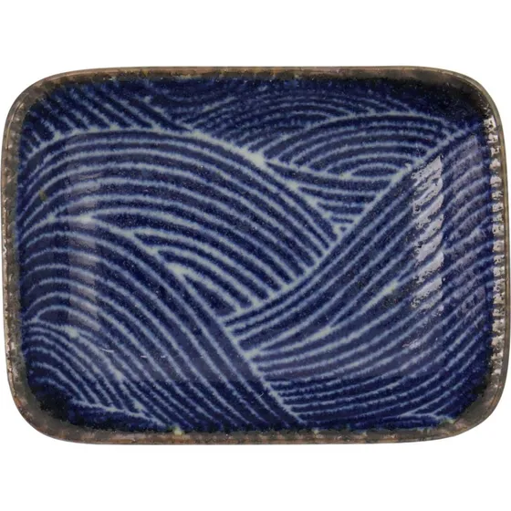 Tokyo Design Studio Seigaiha Blue Choku tallerken, 9,5 x 7 cm