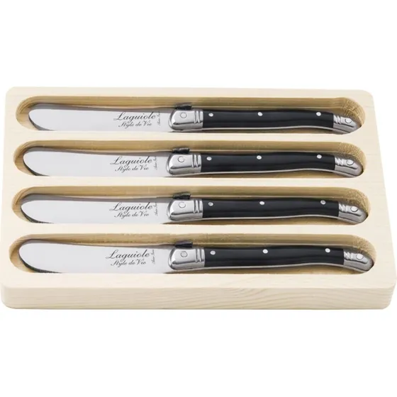 Laguiole Style de Vie Smørknive - Sort, 4 stk.