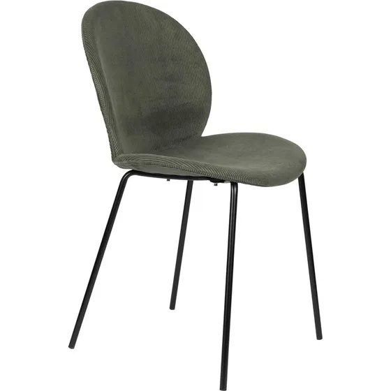 Zuiver Bonnet spisebordsstol i askegråt ribcord-stof og sort metal