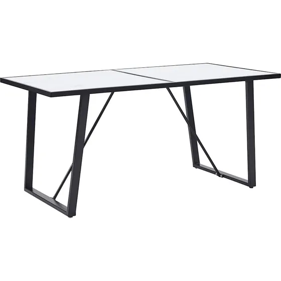 vidaXL Spisebord 160x80 cm i hvidt marmormønster og hærdet glas