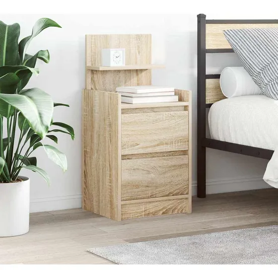 vidaXL Sengebord med 2 skuffer, 38x34x80 cm, Sonoma-eg