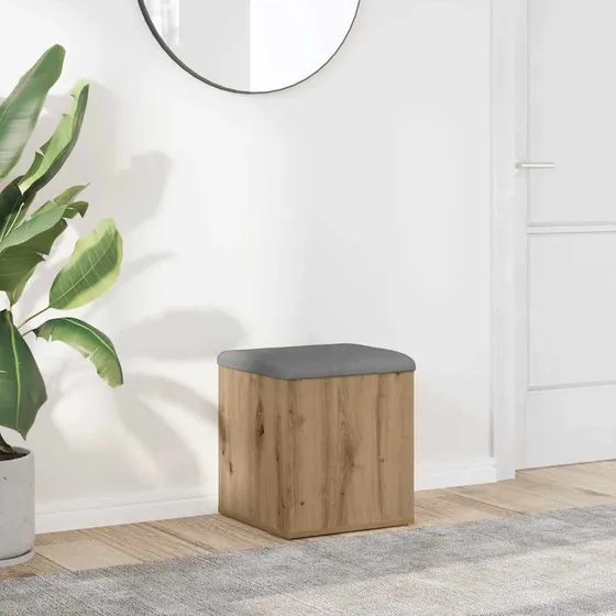 vidaXL Opbevaringsbænk 42x42x45 cm i kunsteg med lysegrå hynde