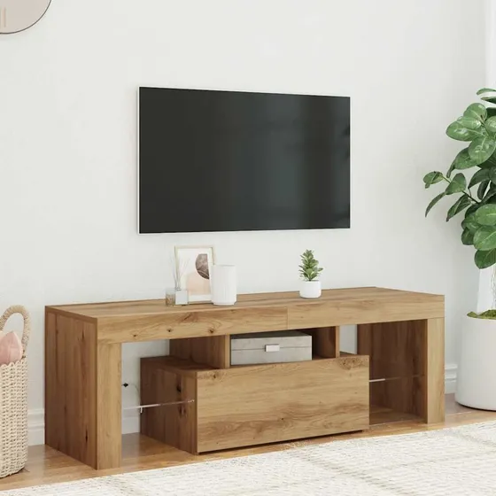 vidaXL TV-bord med LED-lys i kunsteg, 120x36,5x40 cm