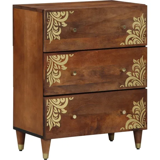 vidaXL Sideboard i massivt mangotræ, Brun, 60 x 33 x 75 cm
