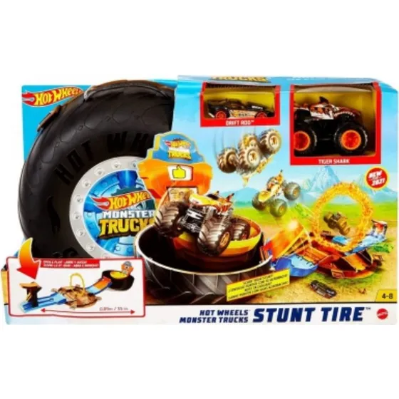 Hot Wheels Monster Trucks Tire Playset med 2 biler