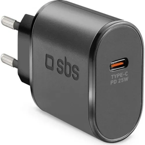 SBS TETR1CPD25 25W USB-C Wall Charger med Power Delivery - Sort