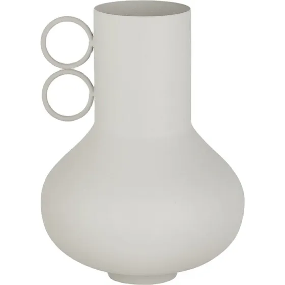 LOHA vase i pulverlakeret metal — mat ringstruktur