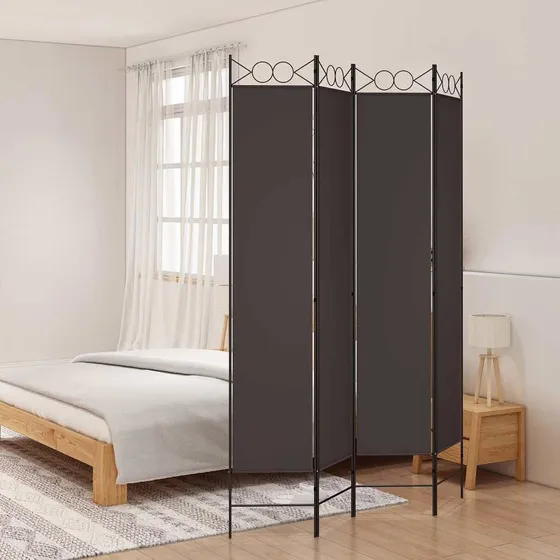 vidaXL 4-panels rumdeler 160x220 cm - Brun stof